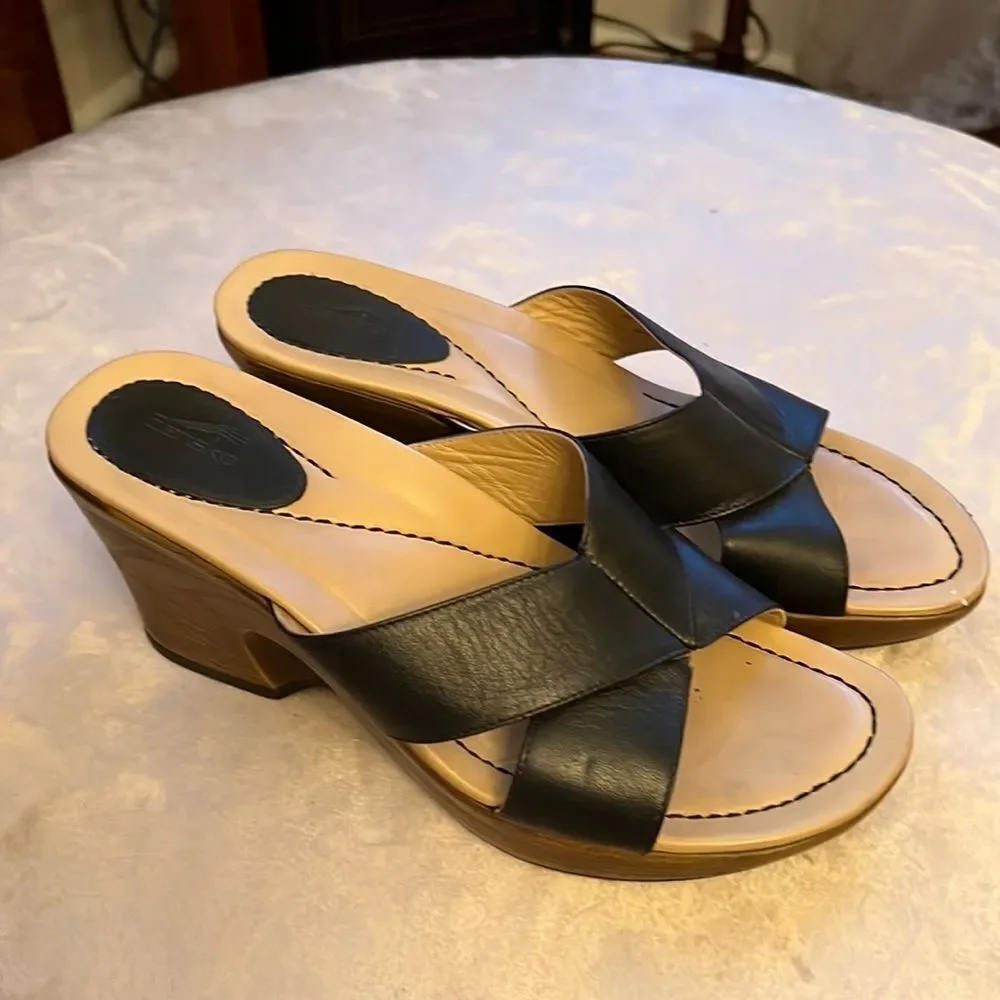 Dansko Leather Wedge Sandals Sz 8 39 EUC